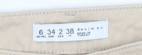 Denim Co Women Beige Cargo Trousers Size 6 Cotton Casual