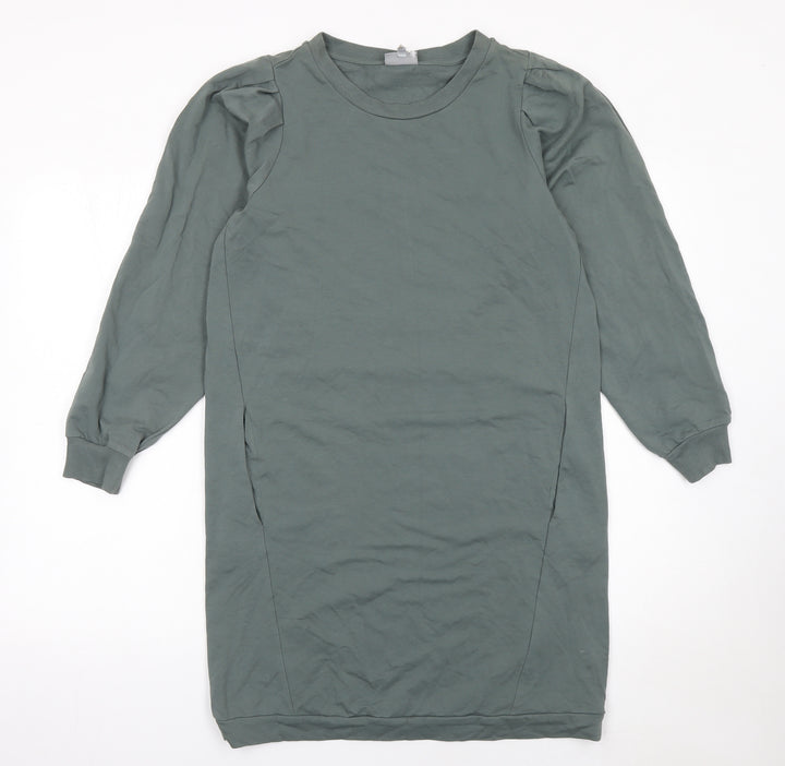 Oliver Bonas Women’s Green Jersey Knit Long Sleeve T-Shirt Dress Size 10