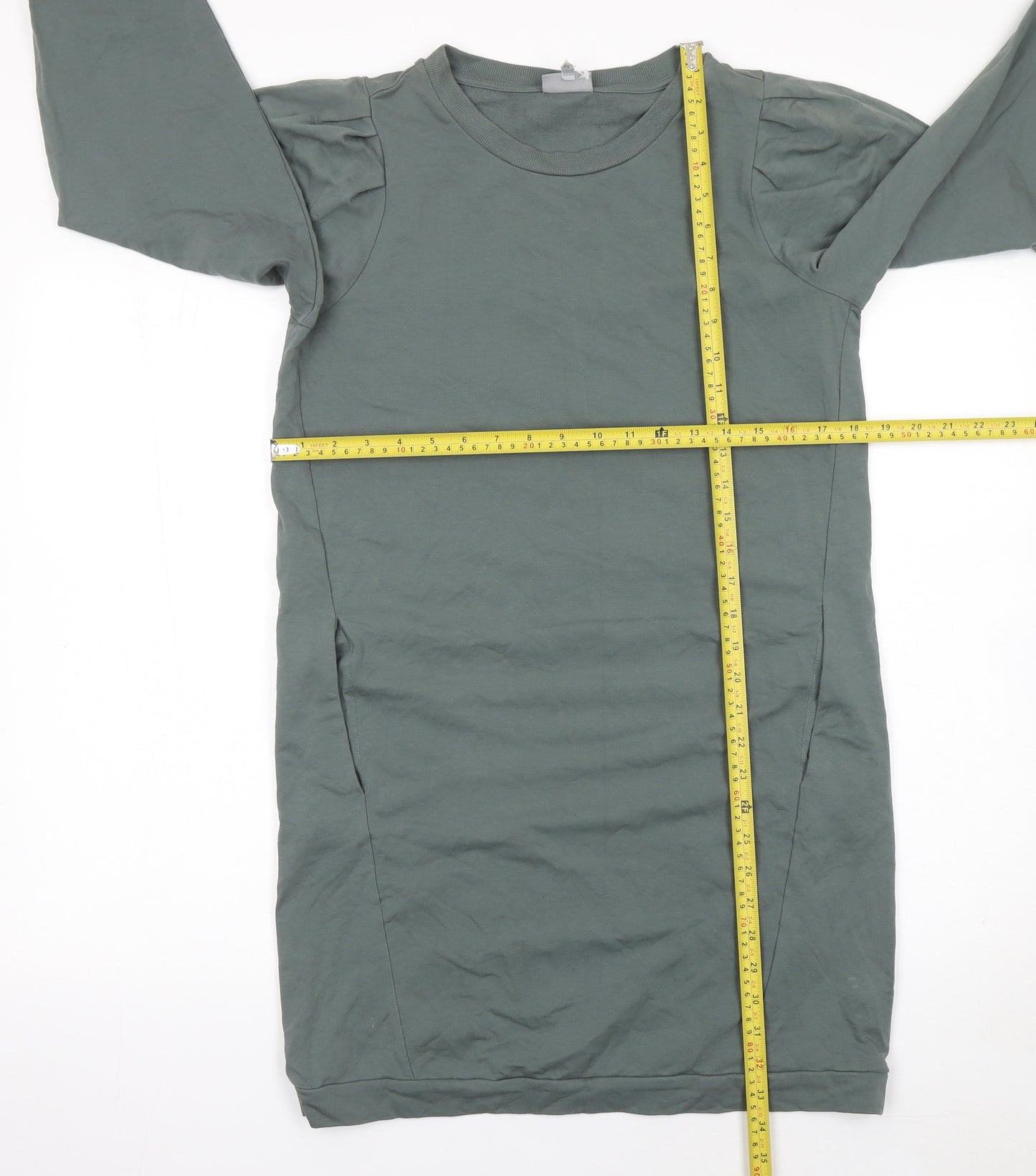 Oliver Bonas Women’s Green Jersey Knit Long Sleeve T-Shirt Dress Size 10
