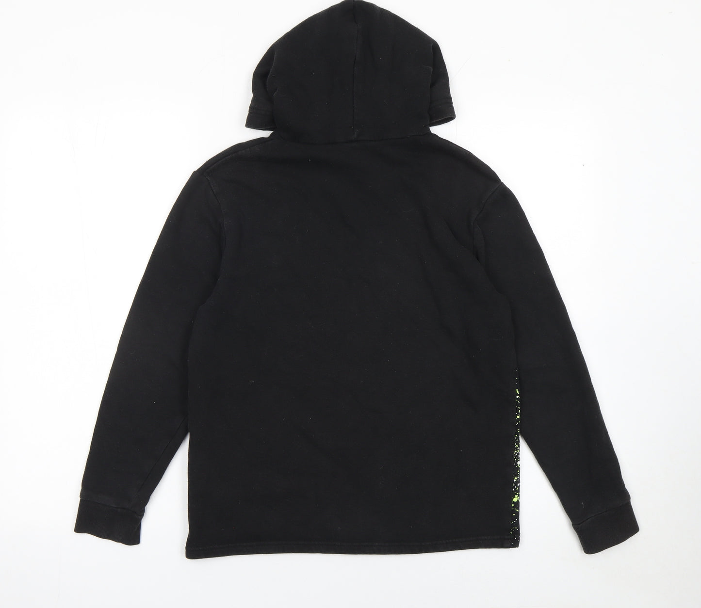 H&M Boys Black Hoodie 10-12 Years Cotton Blend Graphic Print Pullover