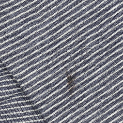 Marks and Spencer Women Blue Stripe Henley Sweatshirt Size L Cotton Blend