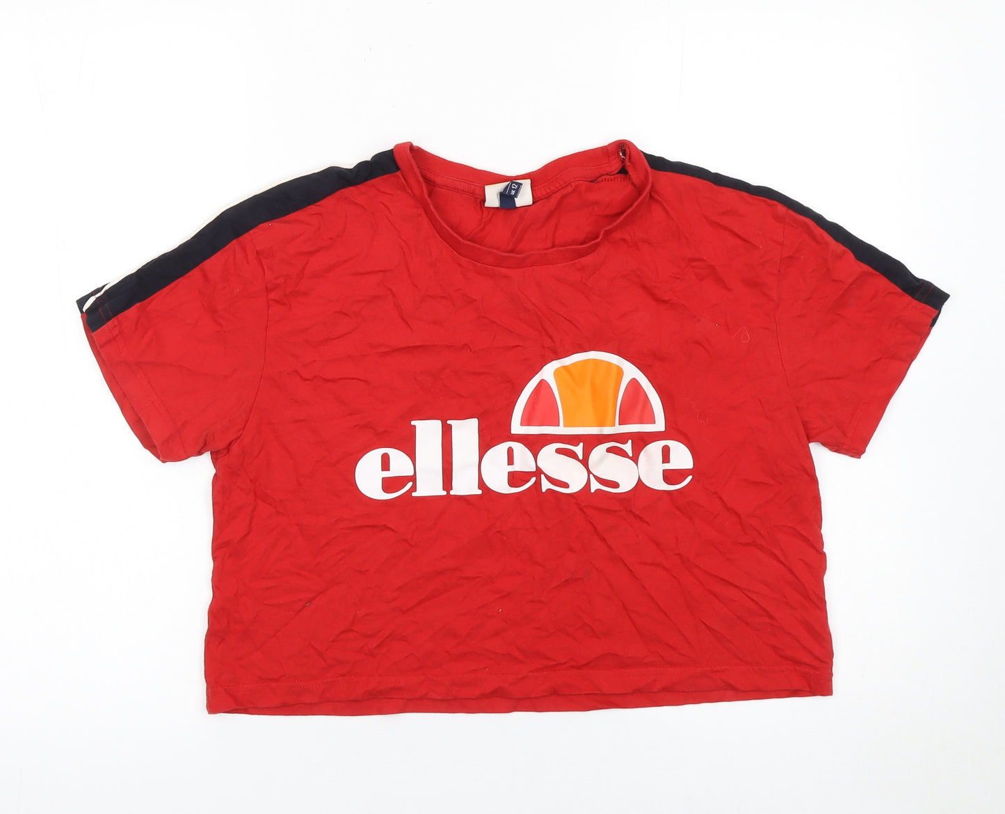 Ellesse Womens Red Cropped Logo T-Shirt UK 12 Short Sleeve Casual