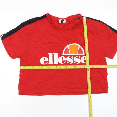 Ellesse Womens Red Cropped Logo T-Shirt UK 12 Short Sleeve Casual