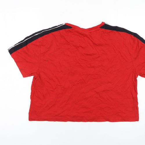 Ellesse Womens Red Cropped Logo T-Shirt UK 12 Short Sleeve Casual