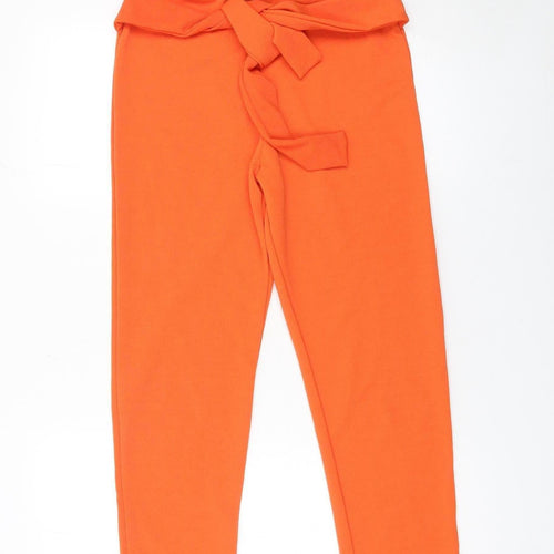 PrettyLittleThing Women’s Orange Size 12 Paperbag Tapered Trousers