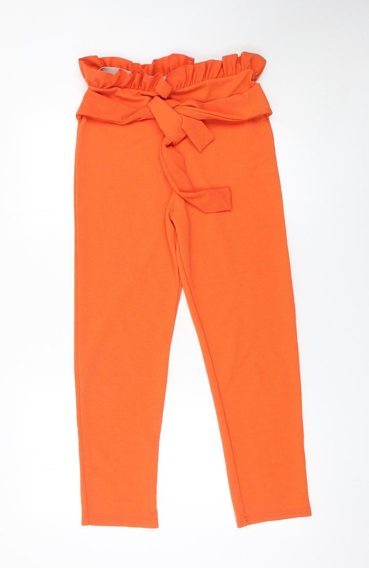 PrettyLittleThing Women’s Orange Size 12 Paperbag Tapered Trousers