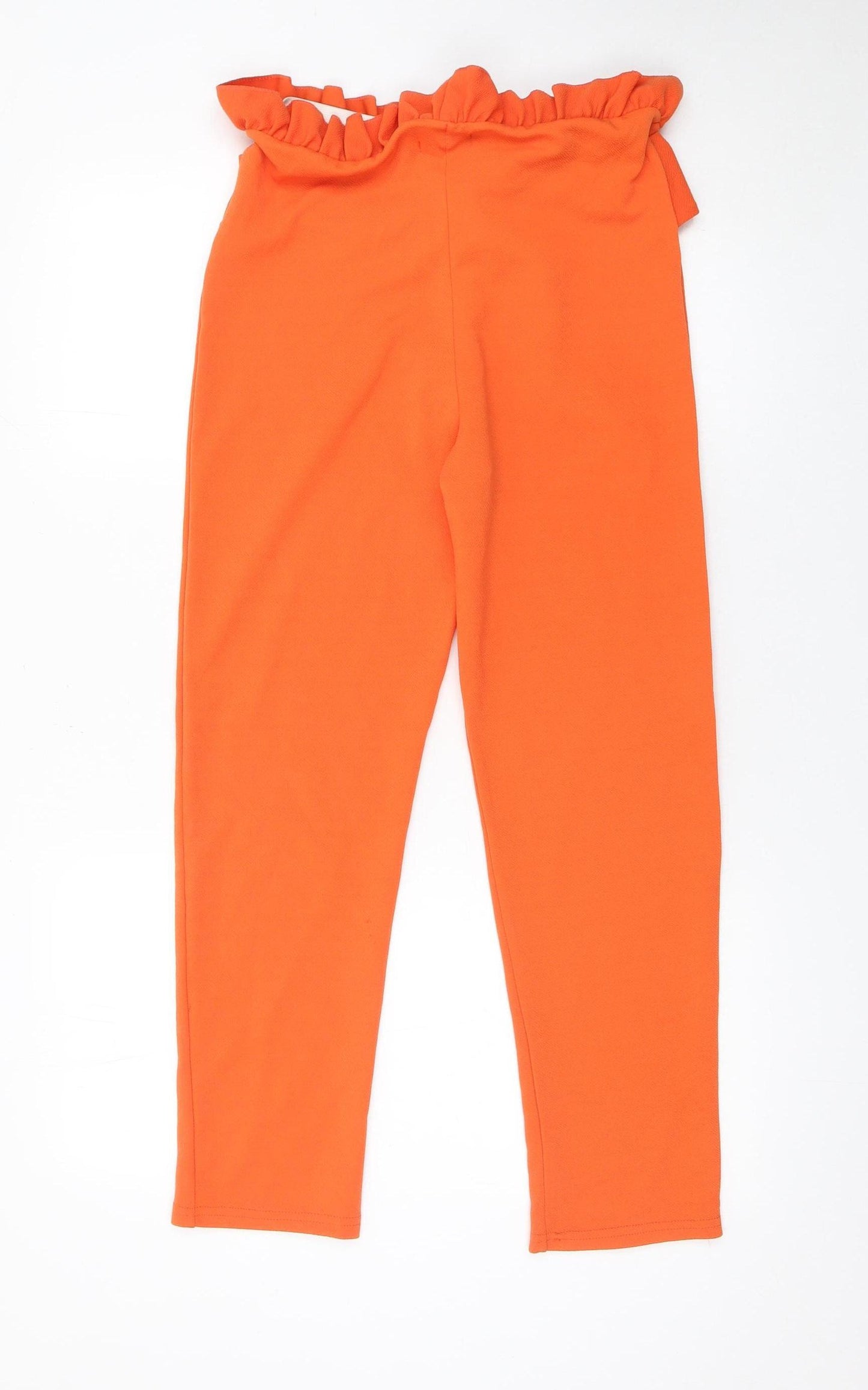 PrettyLittleThing Women’s Orange Size 12 Paperbag Tapered Trousers