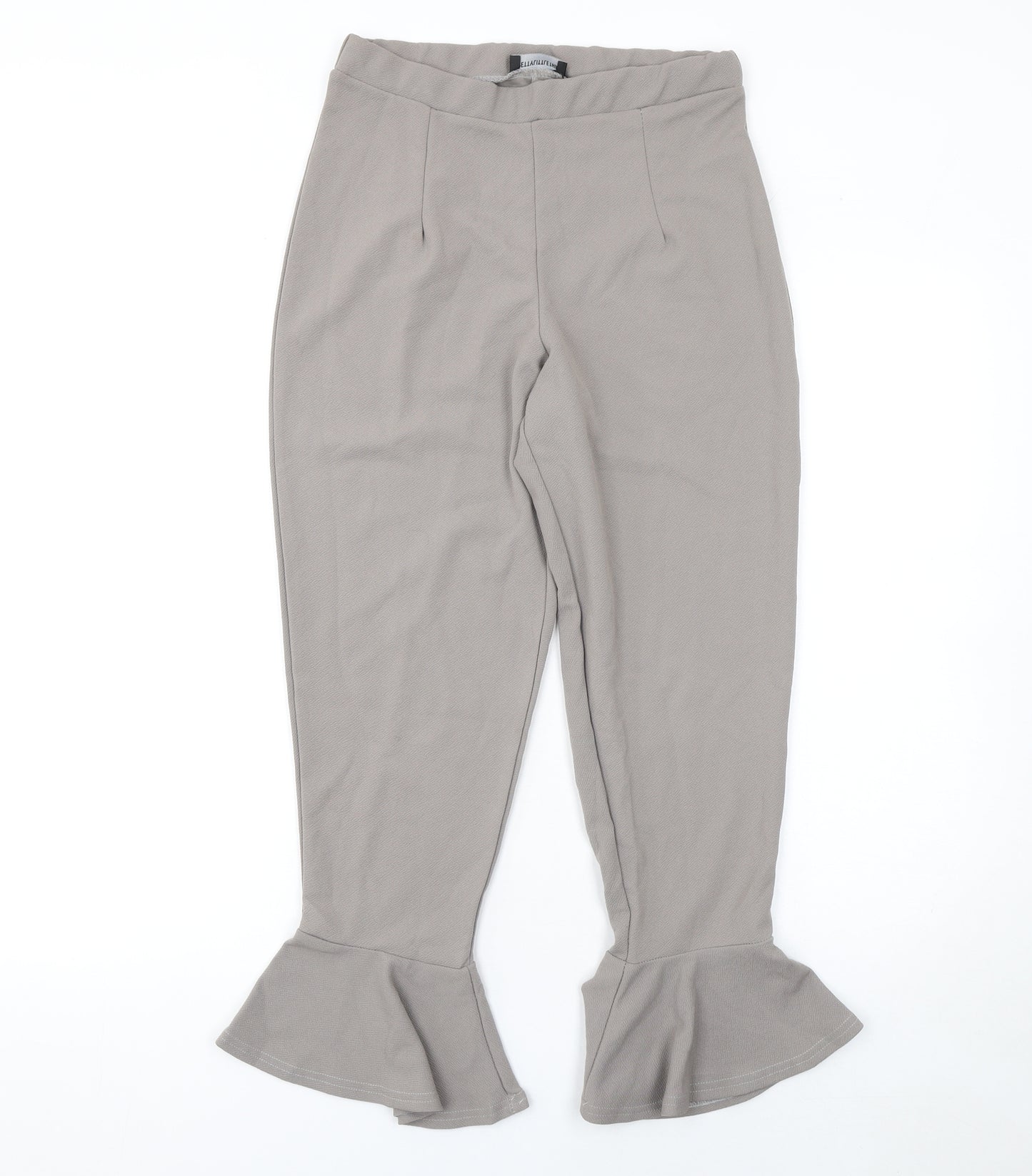 PrettyLittleThing Women’s Beige Cropped Flared Jersey Trousers Size 12