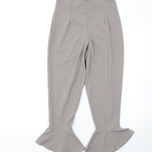 PrettyLittleThing Women’s Beige Cropped Flared Jersey Trousers Size 12