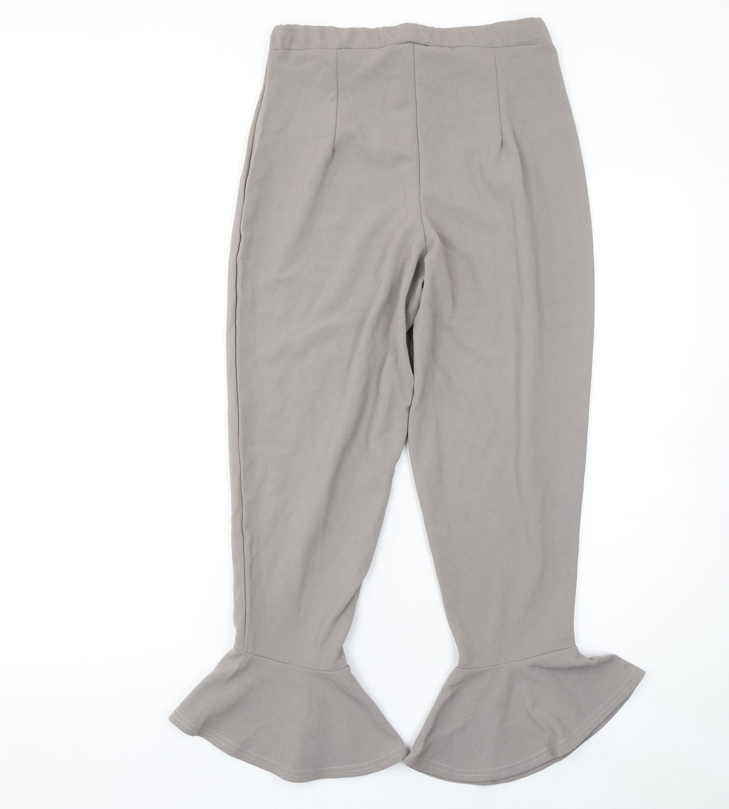 PrettyLittleThing Women’s Beige Cropped Flared Jersey Trousers Size 12
