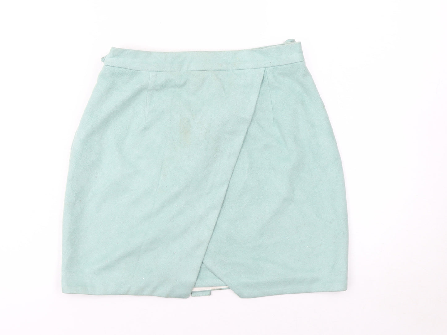 River Island Women Green Size 8 Wrap Knee Length Suede Look Skirt