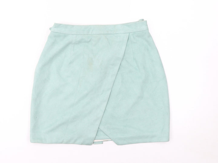 River Island Women Green Size 8 Wrap Knee Length Suede Look Skirt