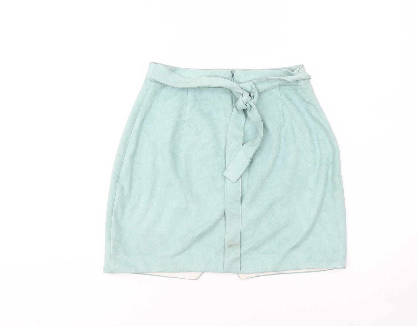 River Island Women Green Size 8 Wrap Knee Length Suede Look Skirt