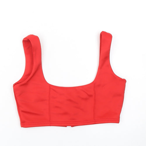 Pretty Little Thing Women's Red Cropped Zip Tank Top Size 10