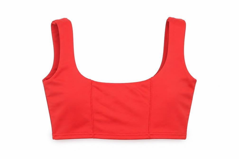 Front view of PRETTYLITTLETHING Women's Red Cropped Zip Tank Top, size 10