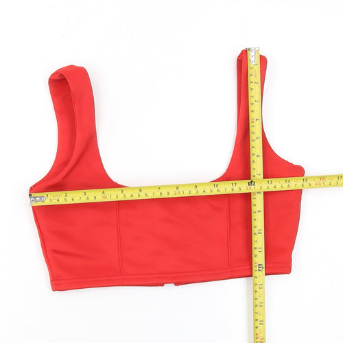 Pretty Little Thing Women's Red Cropped Zip Tank Top Size 10
