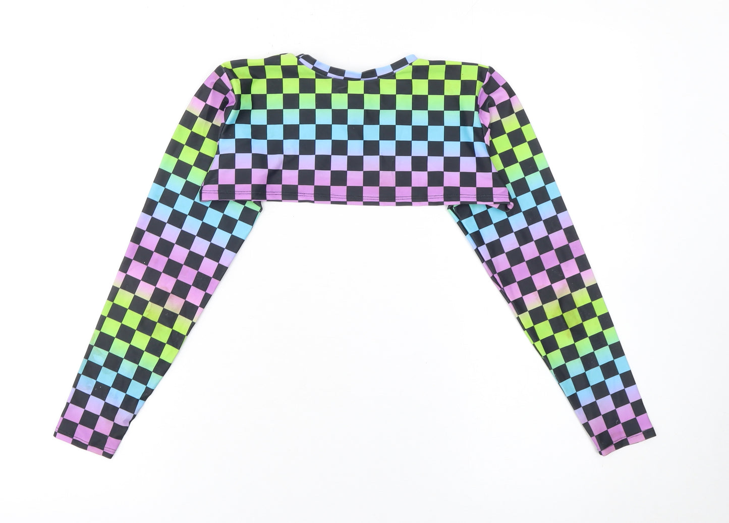 GoGuy Clothing Women's Multicoloured Check Cropped Long Sleeve Top Size M