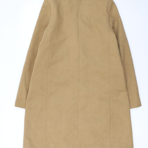New Look Women Beige Long Overcoat Size 10 Classic Lined