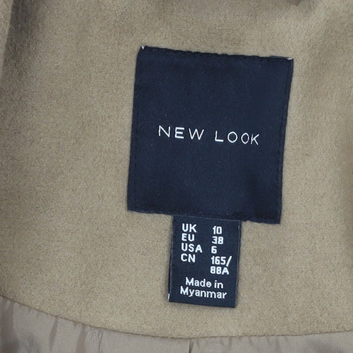 New Look Women Beige Long Overcoat Size 10 Classic Lined