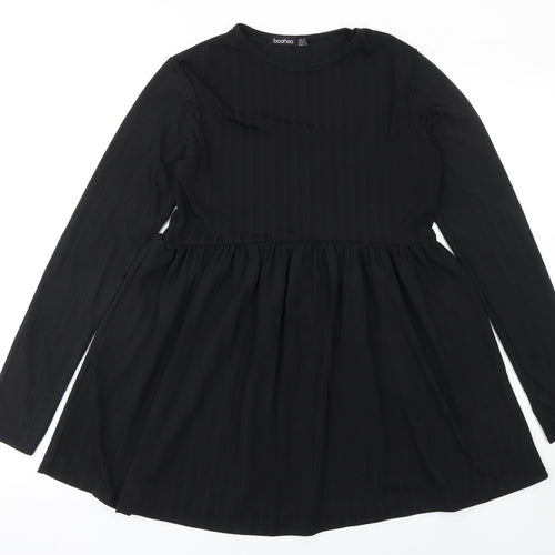 Boohoo Women’s Black Long Sleeve Skater Dress Size 10