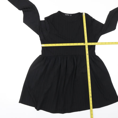 Boohoo Women’s Black Long Sleeve Skater Dress Size 10