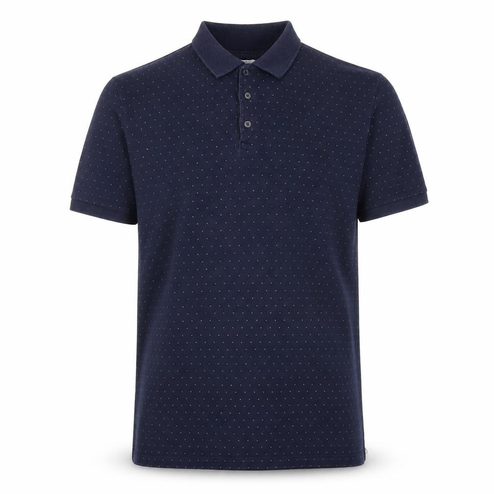 Front view of Next Men's Blue Polka Dot Cotton Polo Shirt, size M