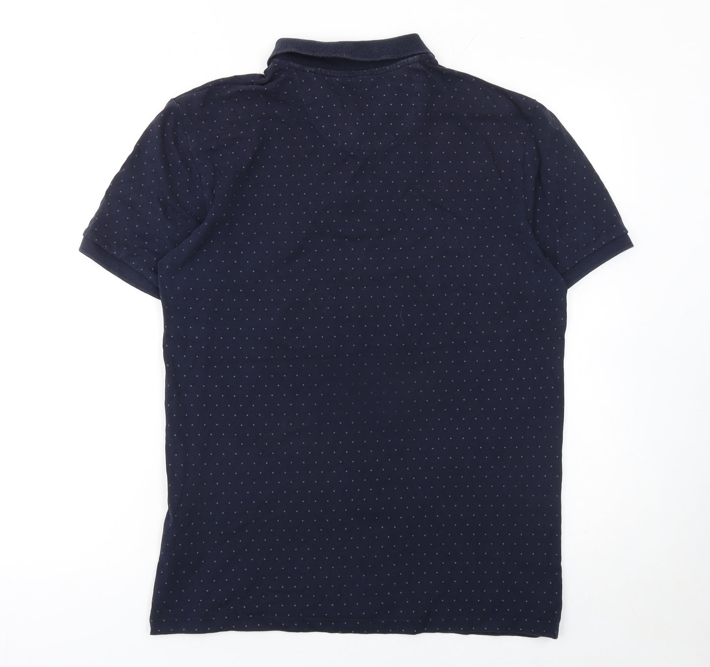 Next Men's Blue Polka Dot Cotton Polo Shirt Size M