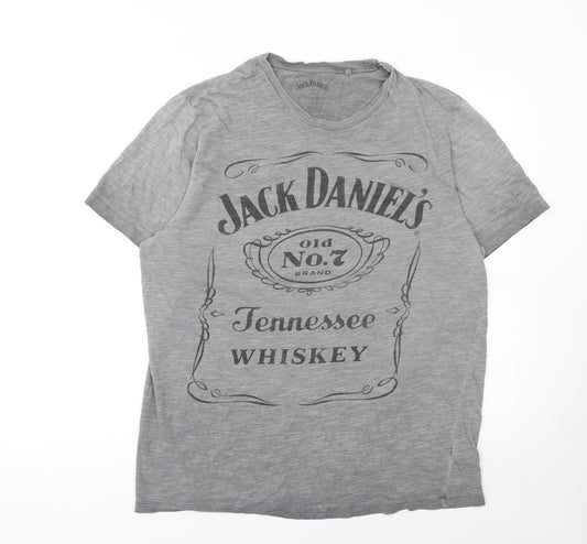 Jack Daniel's Men's Grey Graphic T-Shirt Size L Regular Fit