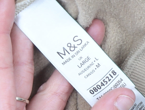 Marks and Spencer Women’s Beige Hoodie Large Cotton Blend Pullover