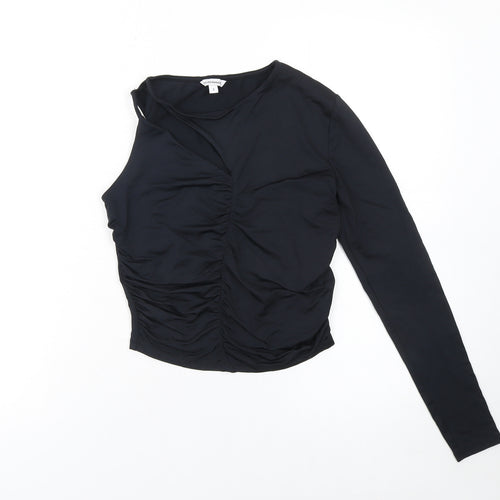Clockhouse Women’s Black Asymmetrical Long Sleeve Cropped Top Size S
