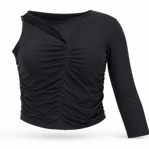 Clockhouse Women’s Black Asymmetrical Long Sleeve Cropped Top Size S
