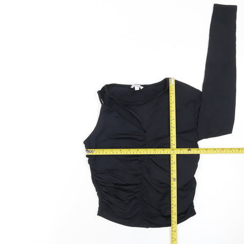 Clockhouse Women’s Black Asymmetrical Long Sleeve Cropped Top Size S