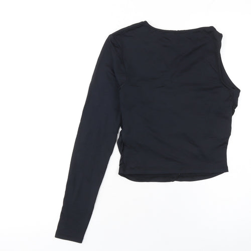 Clockhouse Women’s Black Asymmetrical Long Sleeve Cropped Top Size S
