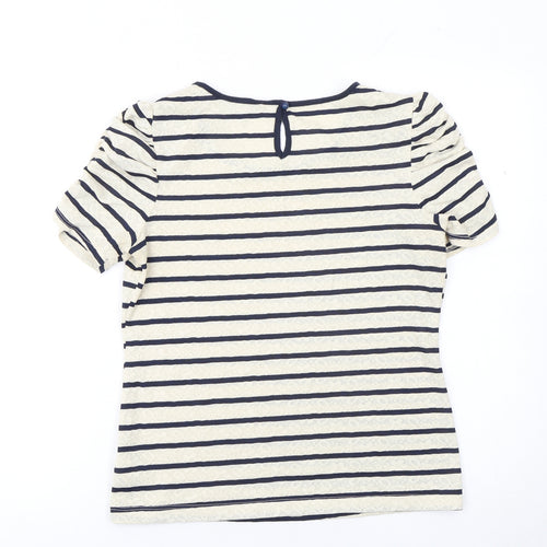 Forever 21 Women’s Beige Striped Lace Puff Sleeve T-Shirt Size M