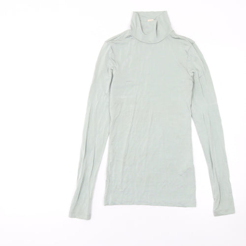 H&M Women’s Green Roll Neck Long Sleeve Slim Fit Top Size 6
