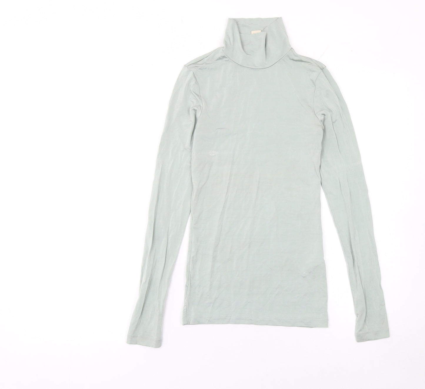 H&M Women’s Green Roll Neck Long Sleeve Slim Fit Top Size 6
