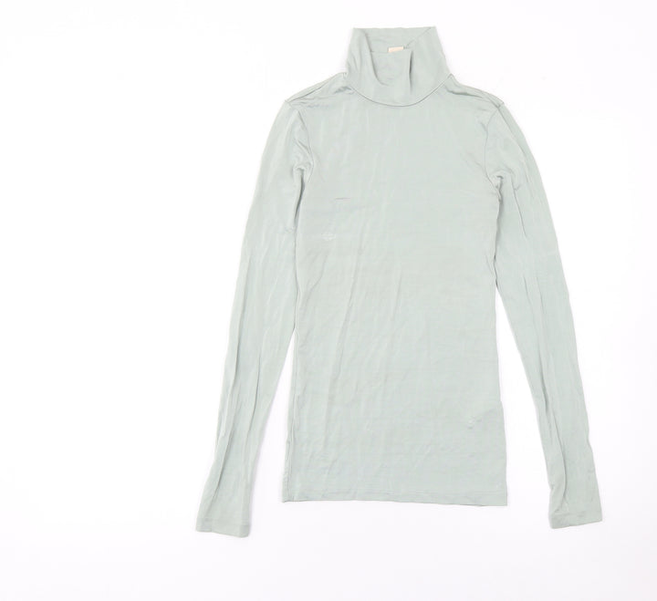 H&M Women’s Green Roll Neck Long Sleeve Slim Fit Top Size 6
