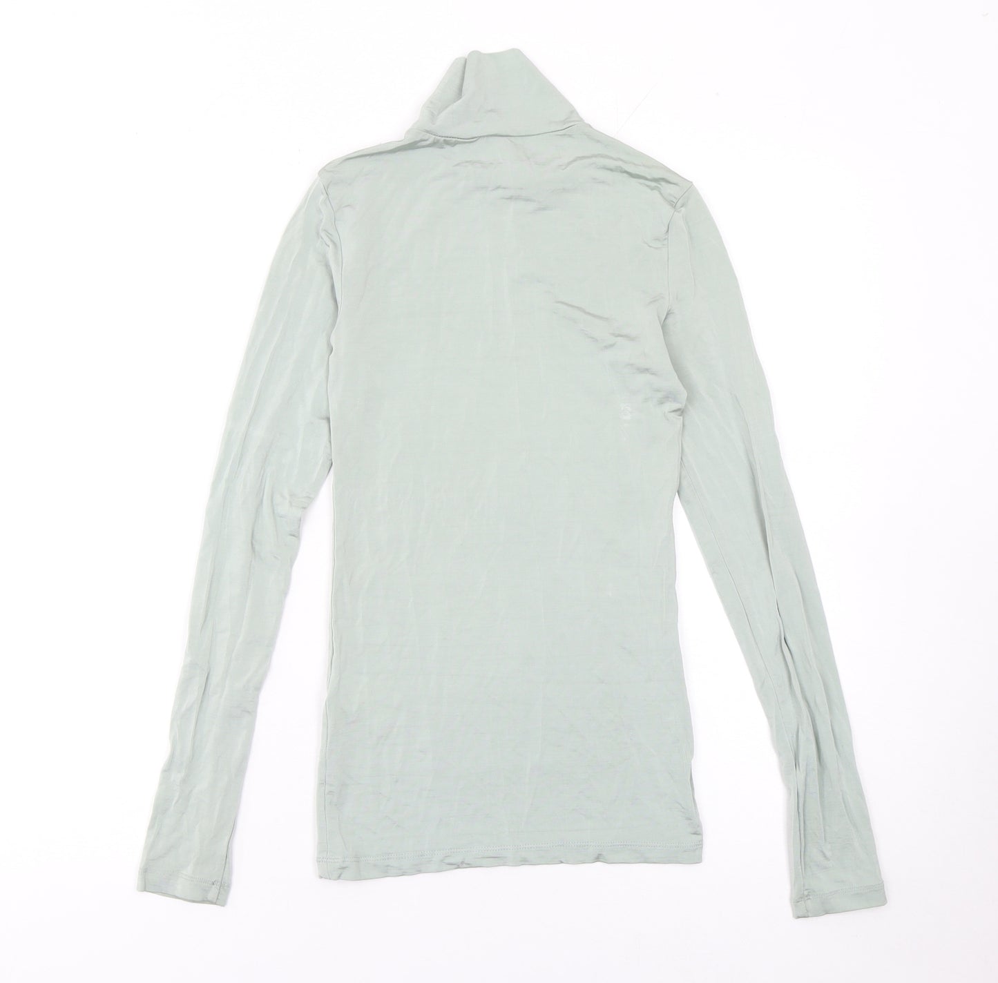 H&M Women’s Green Roll Neck Long Sleeve Slim Fit Top Size 6