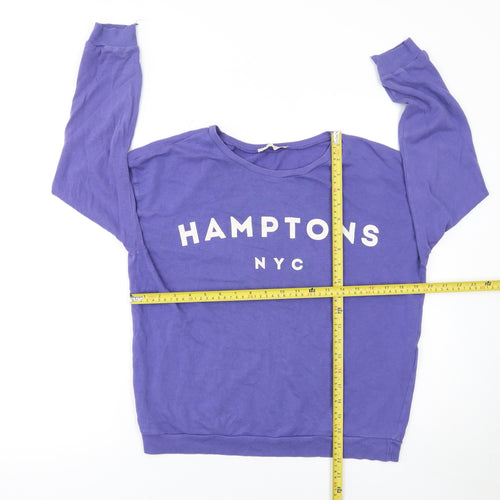 Pull & Bear Women's Purple Hamptons NYC Cotton Sweatshirt Size S