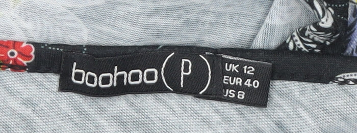 Boohoo Women’s Black Floral Halter Bodysuit UK 12