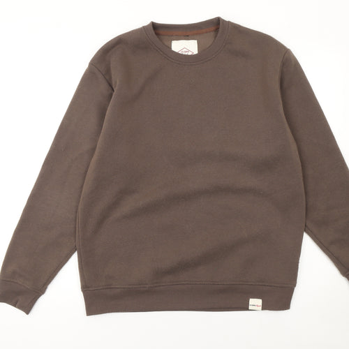 Lewis Garment Men’s Brown Crew Neck Fleece Pullover Sweatshirt Size L