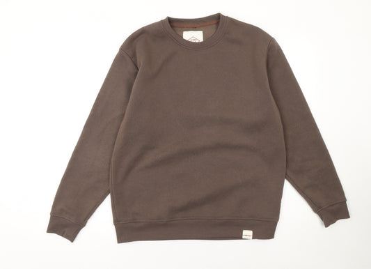 Lewis Garment Men’s Brown Crew Neck Fleece Pullover Sweatshirt Size L