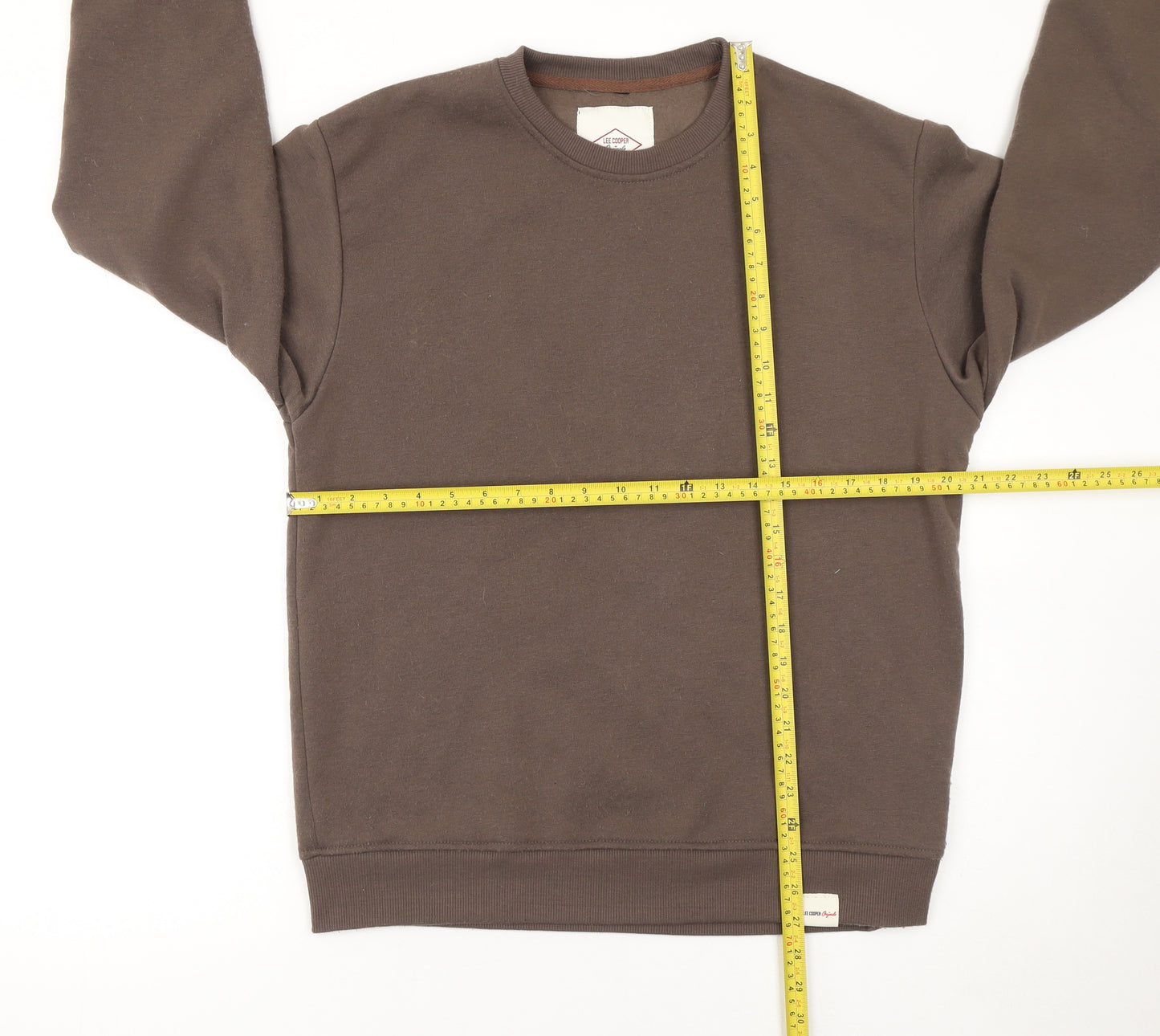Lewis Garment Men’s Brown Crew Neck Fleece Pullover Sweatshirt Size L