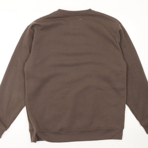 Lewis Garment Men’s Brown Crew Neck Fleece Pullover Sweatshirt Size L
