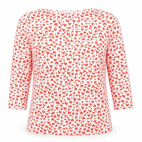 Marks and Spencer Women’s White Red Heart Print Cotton Long Sleeve T-Shirt Size 10