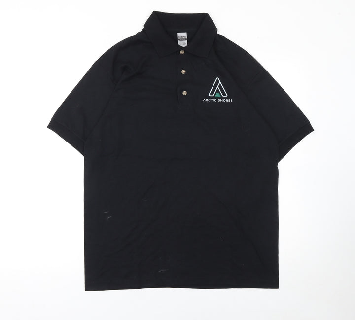 Gildan Mens Black Arctic Shores Embroidered Work Polo Shirt M