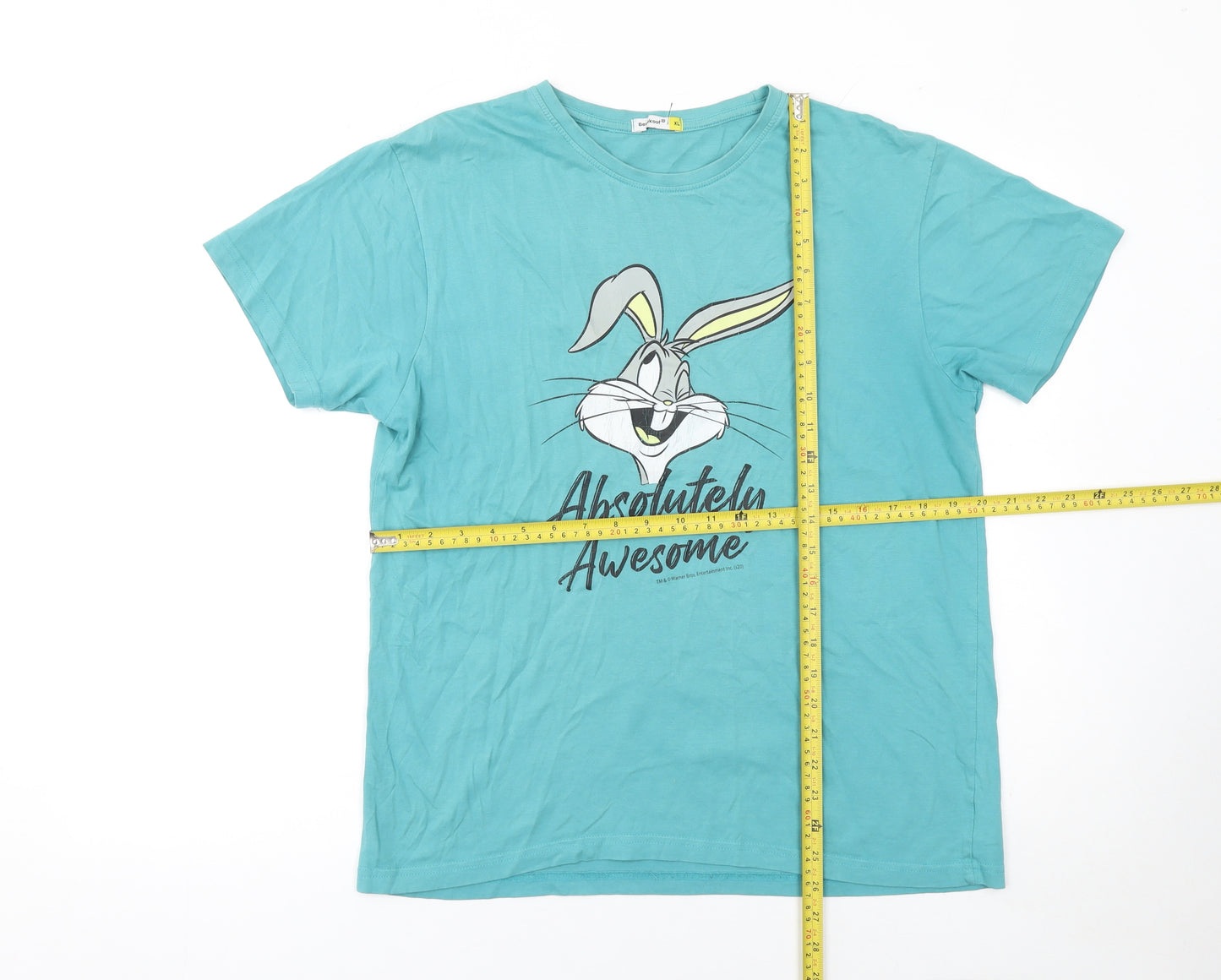 Bewakoof Women's Blue Bugs Bunny Cartoon Graphic Cotton T-Shirt XL