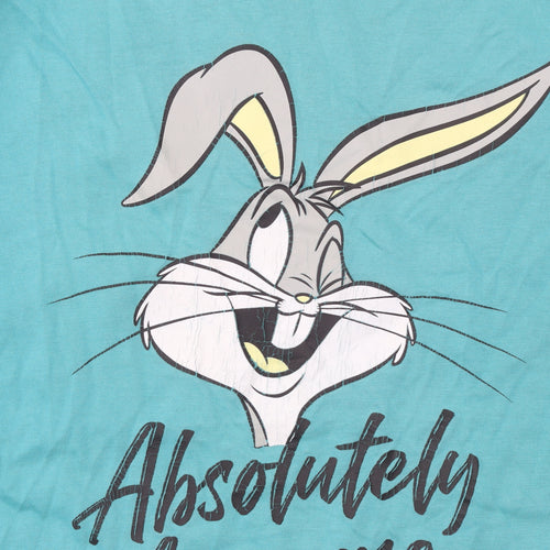 Bewakoof Women's Blue Bugs Bunny Cartoon Graphic Cotton T-Shirt XL