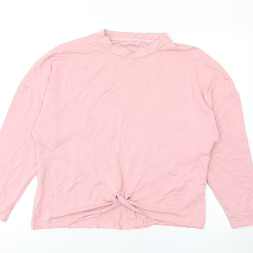 Marks and Spencer Women Pink Size 10 Cotton Elastane Long Sleeve Pullover Sweatshirt