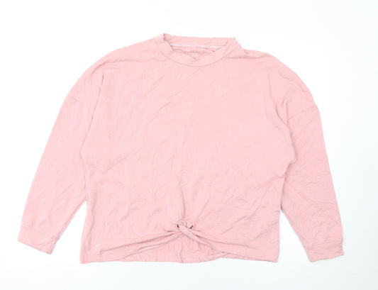 Marks and Spencer Women Pink Size 10 Cotton Elastane Long Sleeve Pullover Sweatshirt